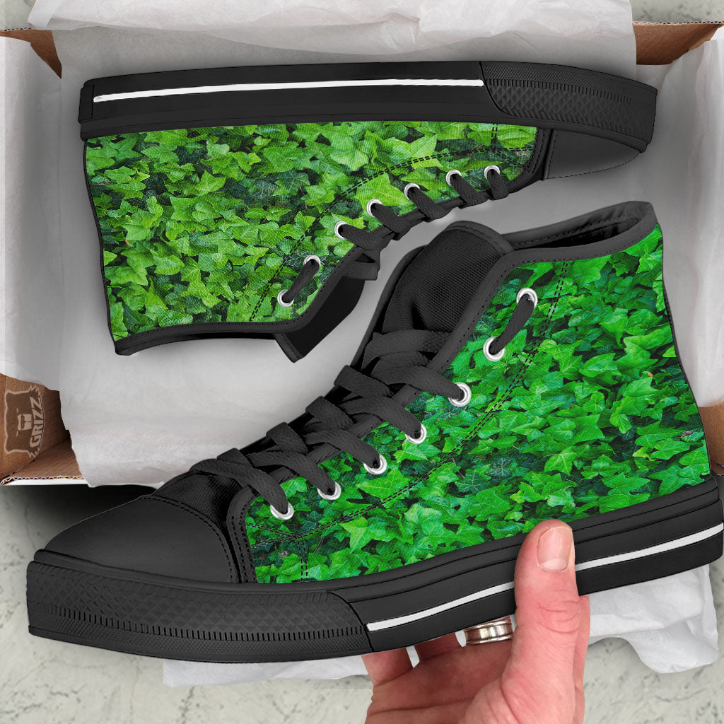 Ivy Wall Green Print Black High Top Shoes-grizzshop