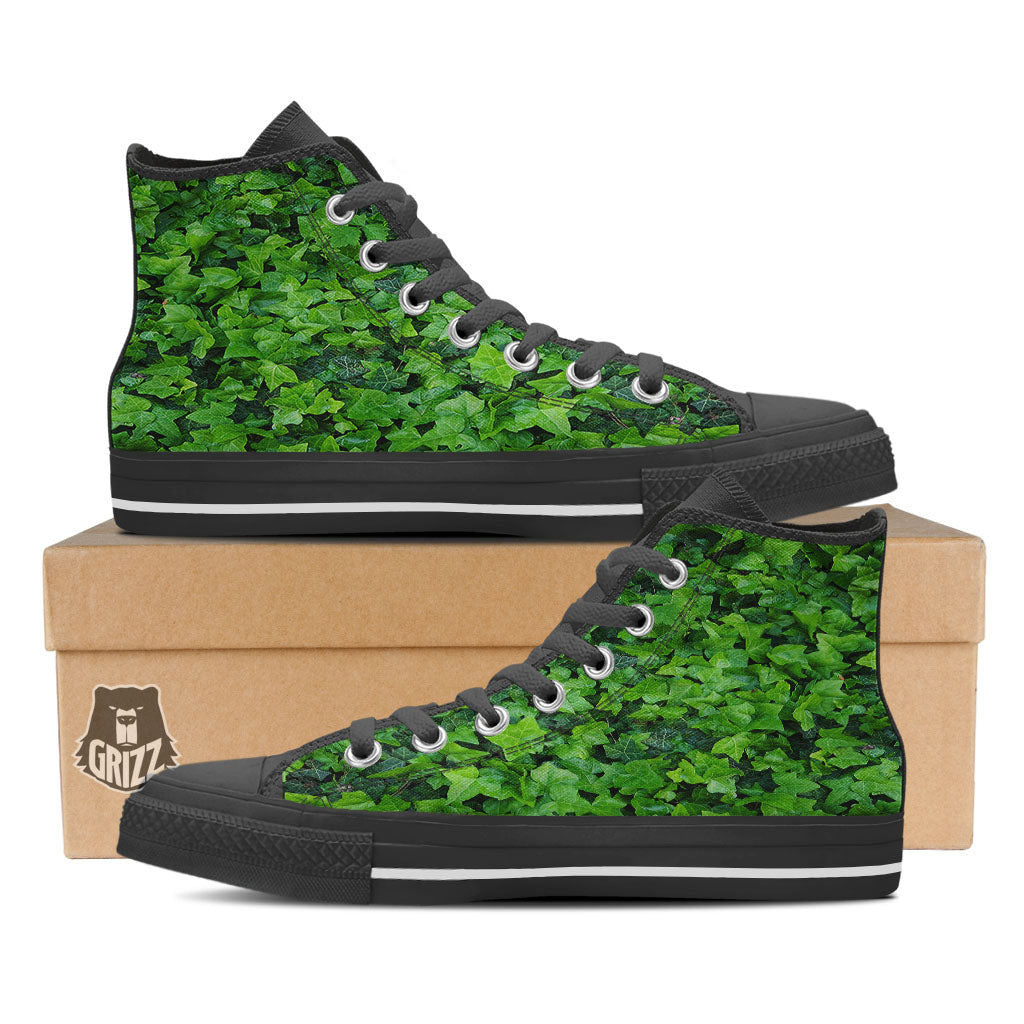 Ivy Wall Green Print Black High Top Shoes-grizzshop