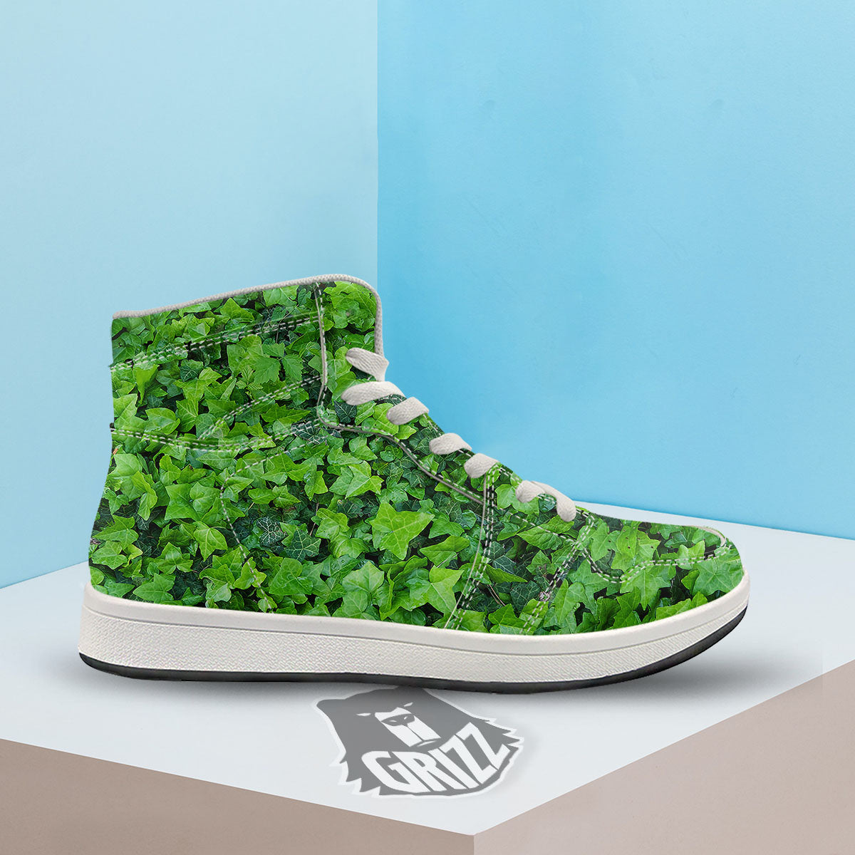 Ivy Wall Green Print High Top Sneakers-grizzshop