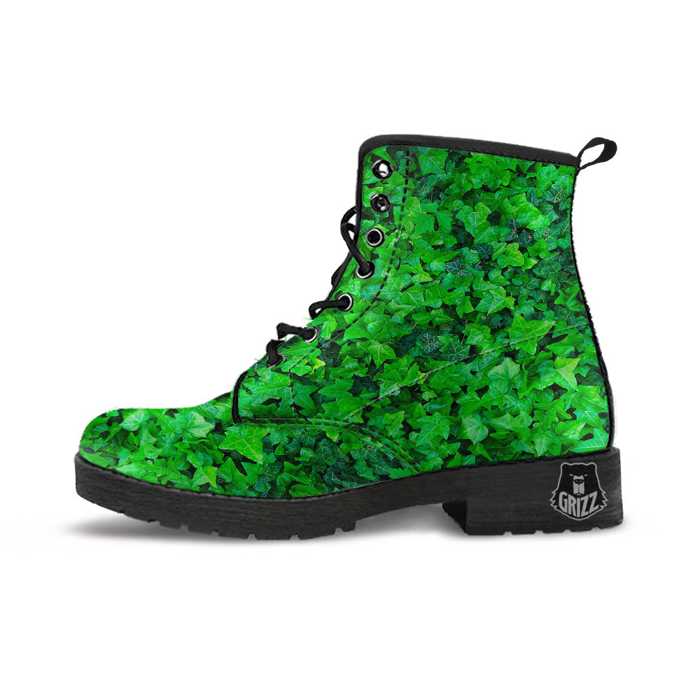 Ivy Wall Green Print Leather Boots-grizzshop