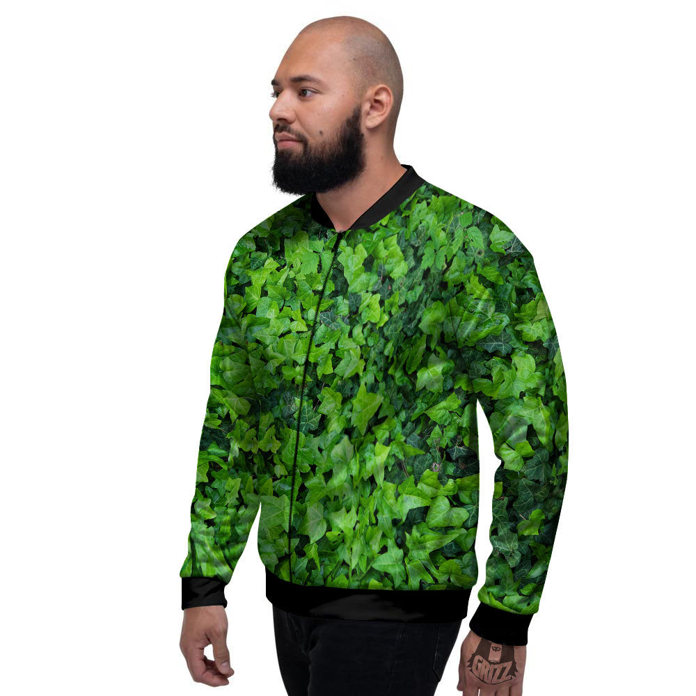Ivy Wall Green Print Men's Bomber Jacket-grizzshop
