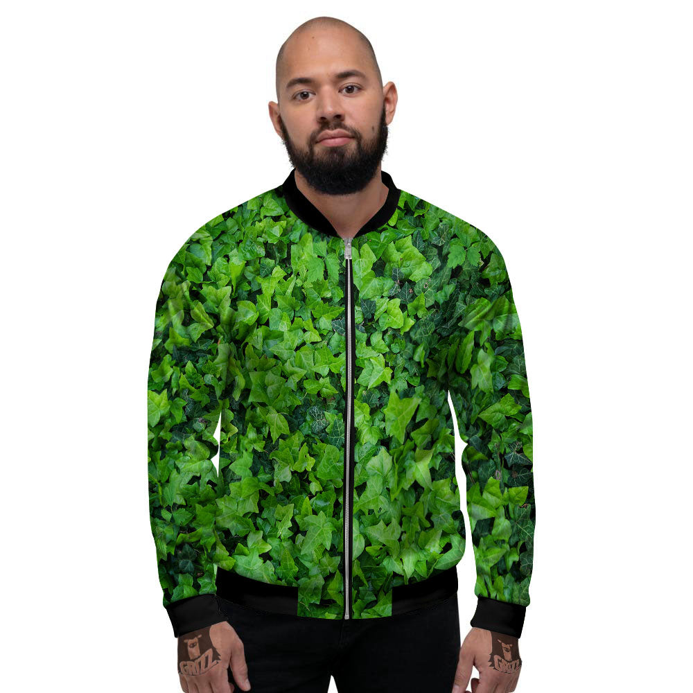 Ivy Wall Green Print Men's Bomber Jacket-grizzshop