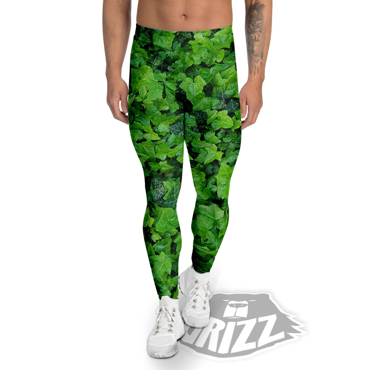 Ivy Wall Green Print Men's Leggings-grizzshop