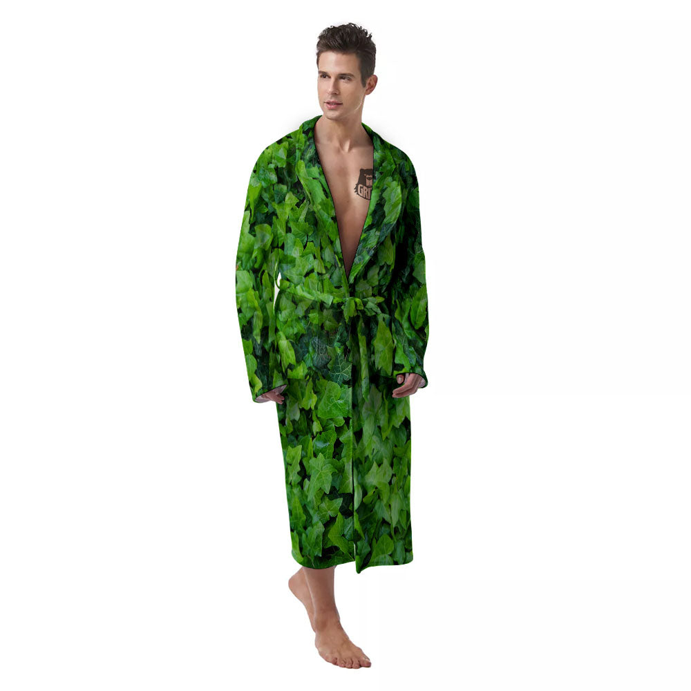 Ivy Wall Green Print Men's Robe-grizzshop