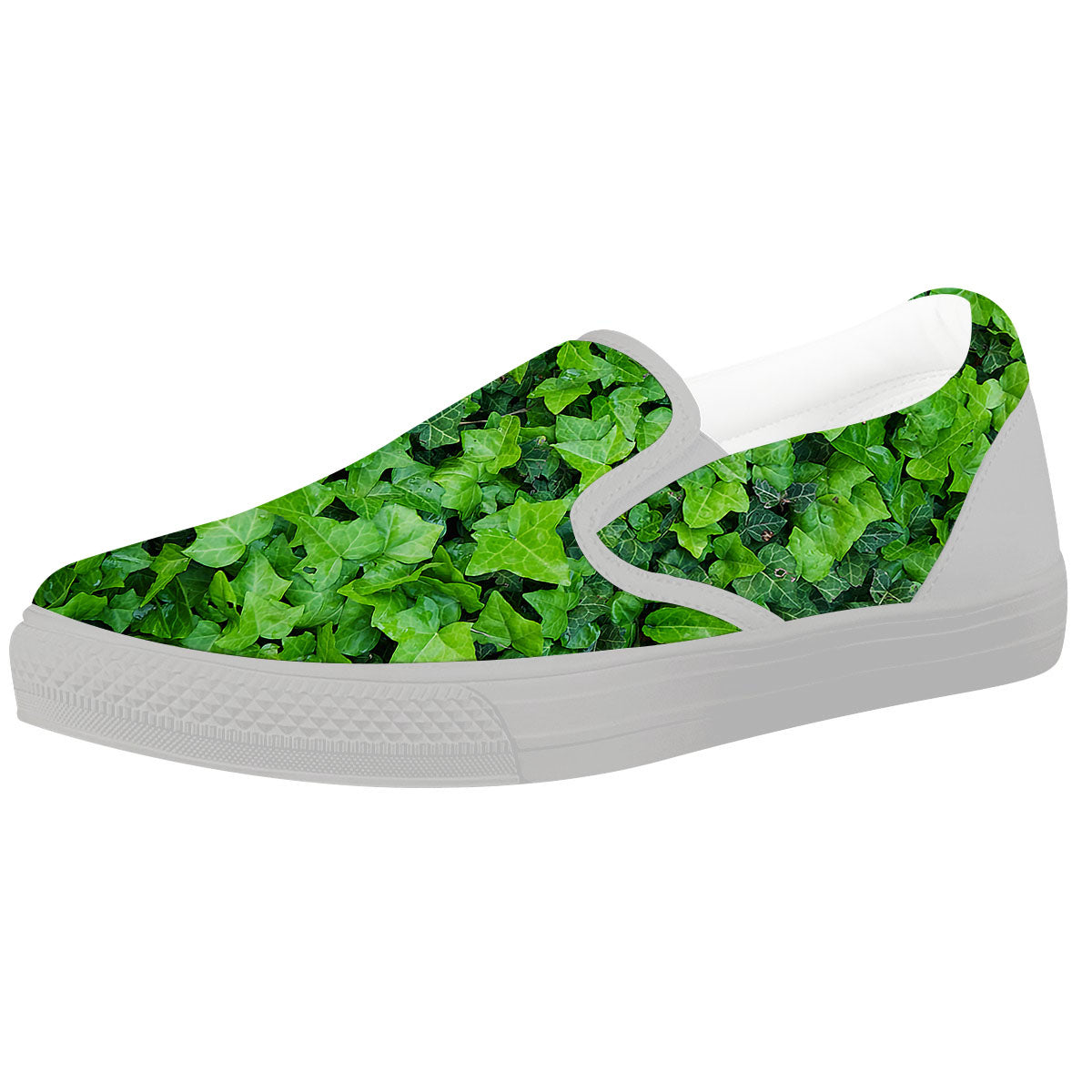 Ivy Wall Green Print White Slip On Shoes-grizzshop