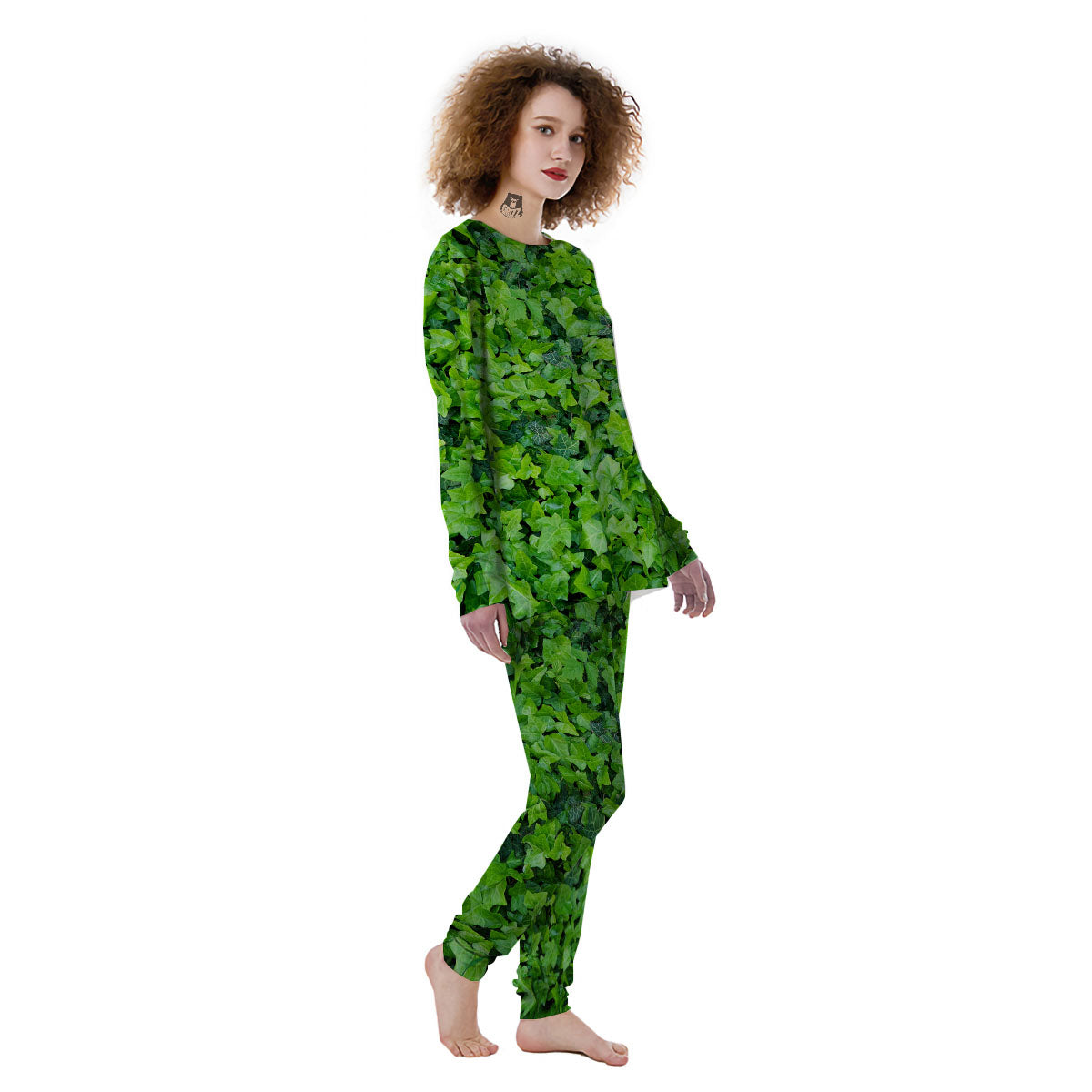 Ivy Wall Green Print Women's Pajamas-grizzshop