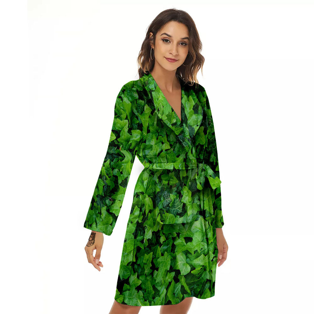 Ivy Wall Green Print Women's Robe-grizzshop