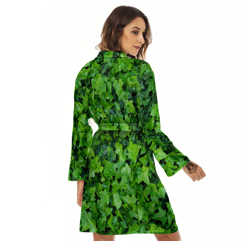 Ivy Wall Green Print Women's Robe-grizzshop
