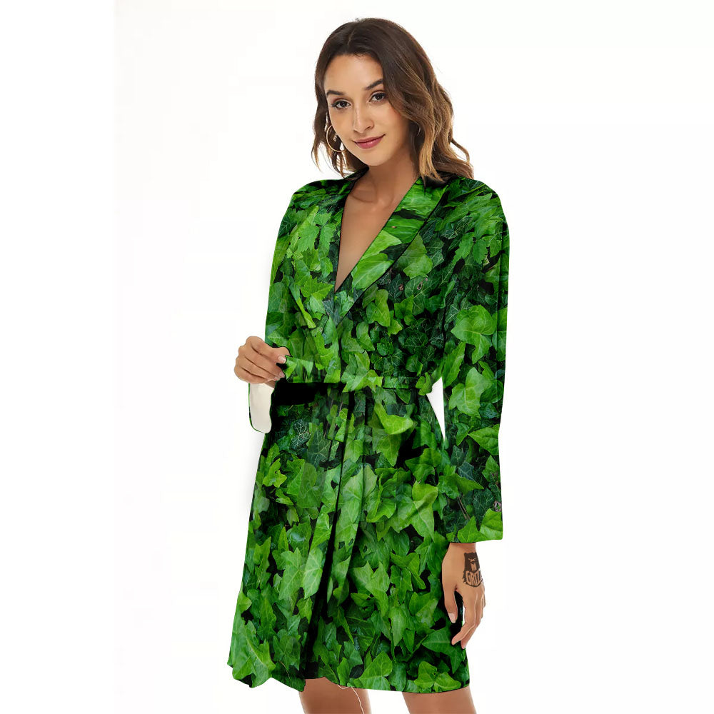 Ivy Wall Green Print Women's Robe-grizzshop