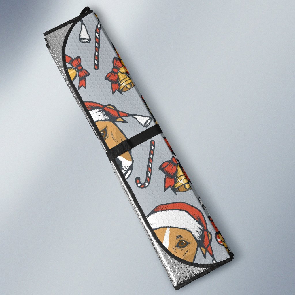 Jack Russell Dog Christmas Pattern Print Car Sun Shade-grizzshop