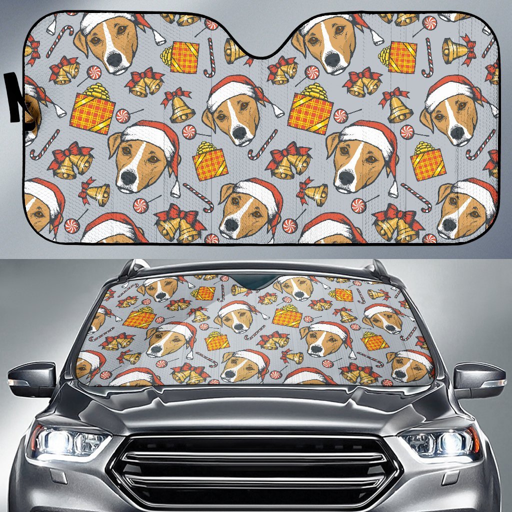 Jack Russell Dog Christmas Pattern Print Car Sun Shade-grizzshop