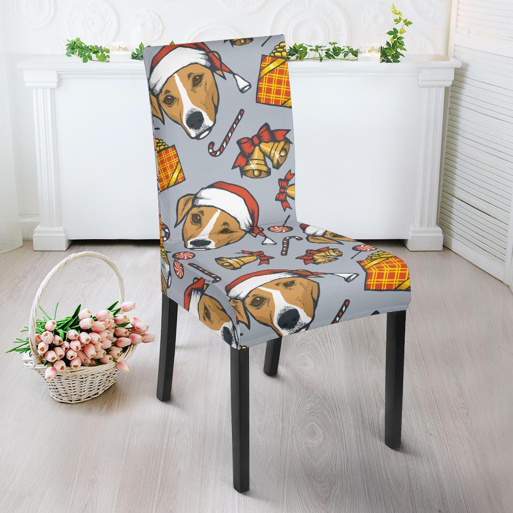 Jack Russell Dog Christmas Pattern Print Chair Cover-grizzshop