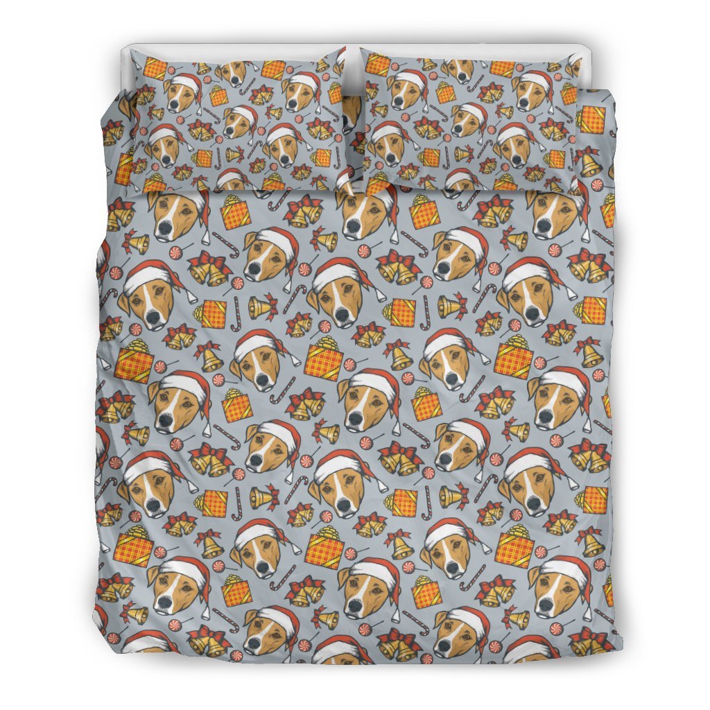 Jack Russell Dog Christmas Pattern Print Duvet Cover Bedding Set-grizzshop