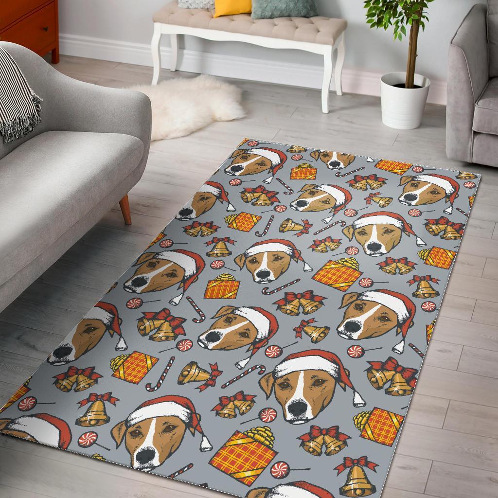Jack Russell Dog Christmas Pattern Print Floor Mat-grizzshop