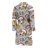 Jack Russell Dog Christmas Pattern Print Men Long Robe-grizzshop