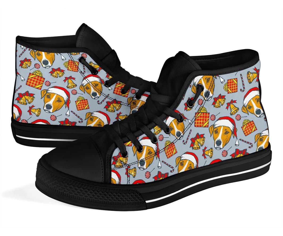 Jack Russell Dog Christmas Pattern Print Men Women's High Top Shoes-grizzshop