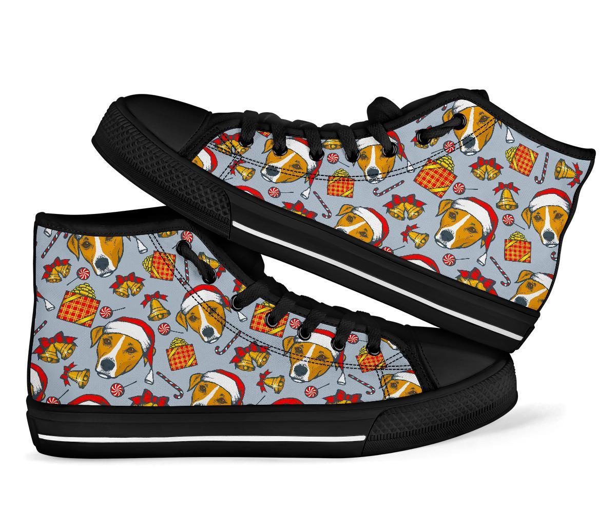 Jack Russell Dog Christmas Pattern Print Men Women's High Top Shoes-grizzshop