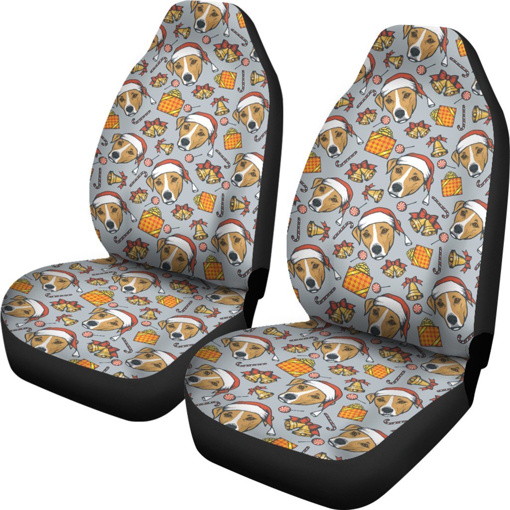 Jack Russell Dog Christmas Pattern Print Universal Fit Car Seat Cover-grizzshop
