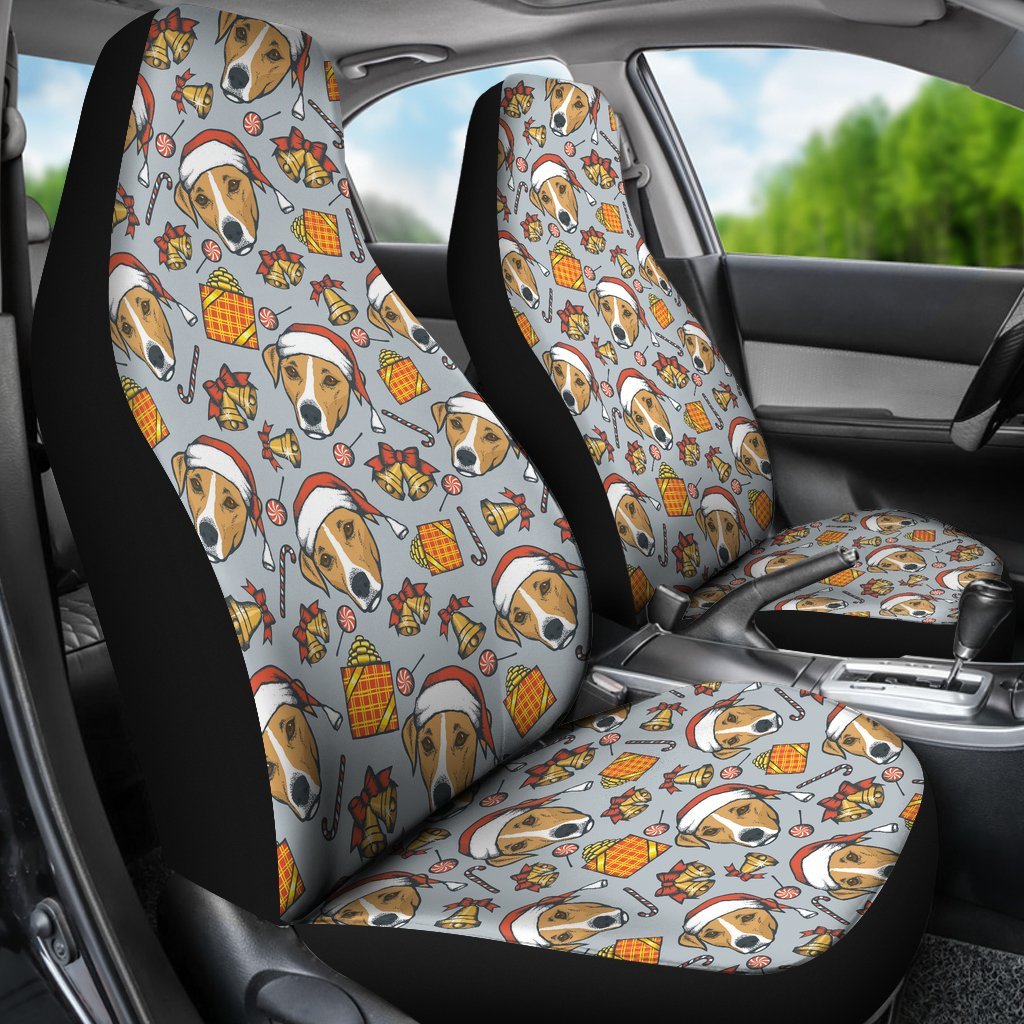 Jack Russell Dog Christmas Pattern Print Universal Fit Car Seat Cover-grizzshop