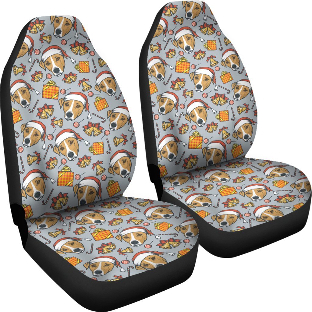 Jack Russell Dog Christmas Pattern Print Universal Fit Car Seat Cover-grizzshop