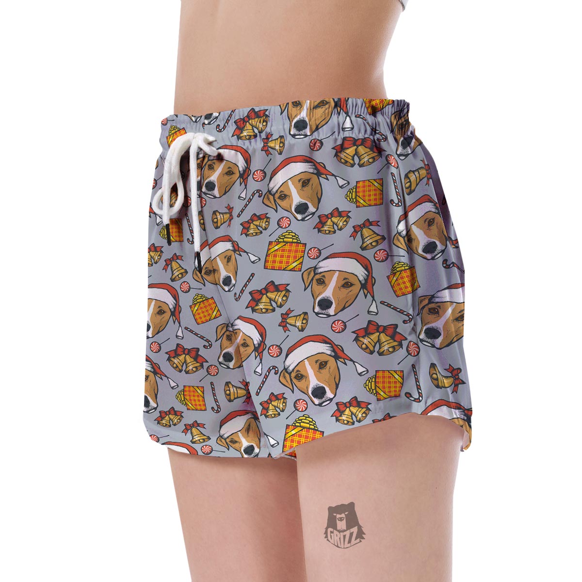 Jack Russell Dog Christmas Pattern Print Women's Shorts-grizzshop