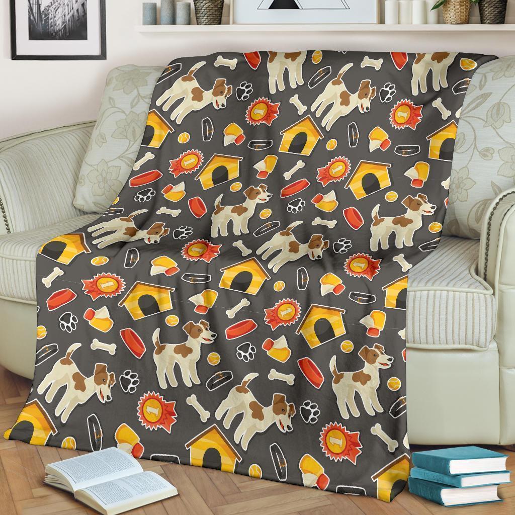 Jack Russell Dog Pattern Print Blanket-grizzshop