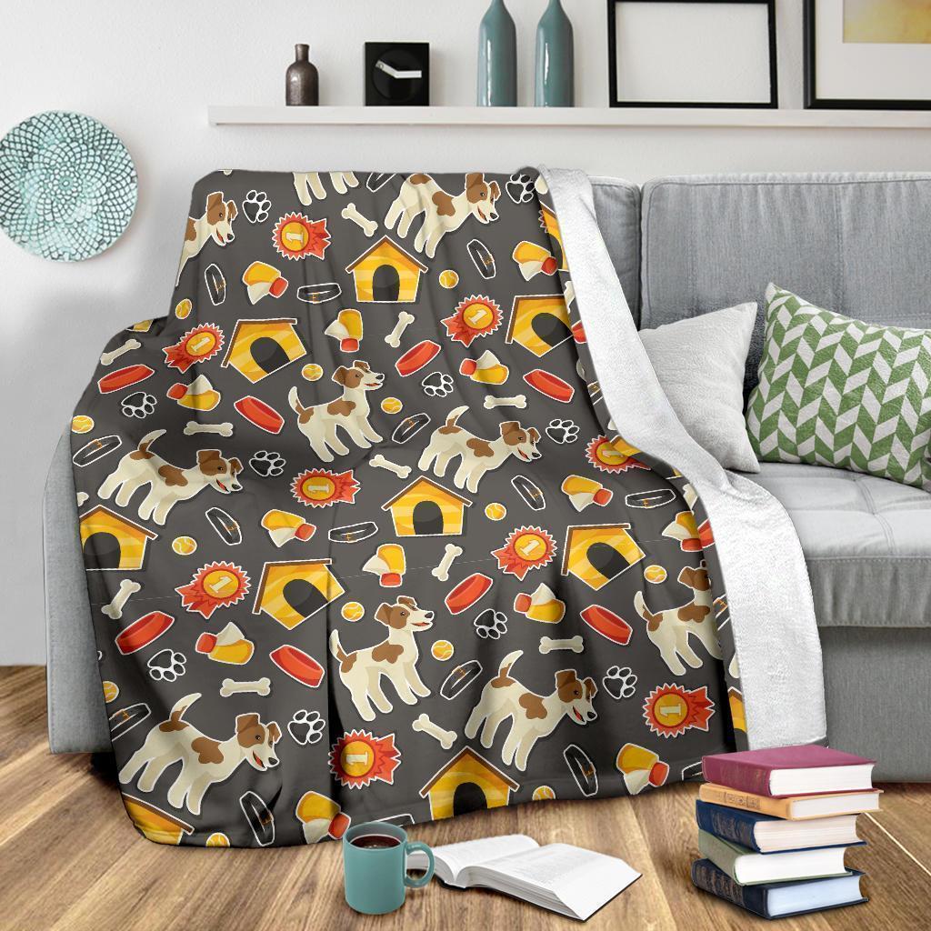 Jack Russell Dog Pattern Print Blanket Grizzshopping