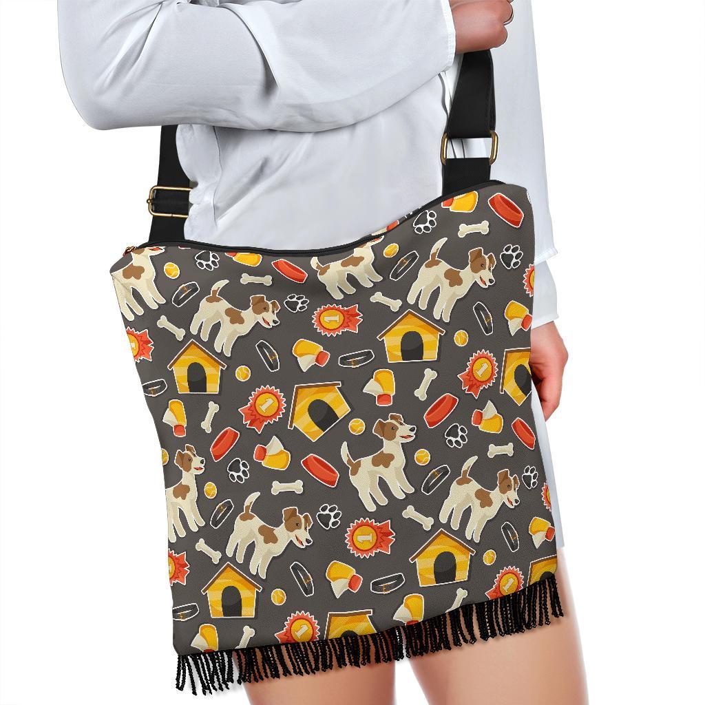 Jack Russell Dog Pattern Print Crossbody Bags-grizzshop