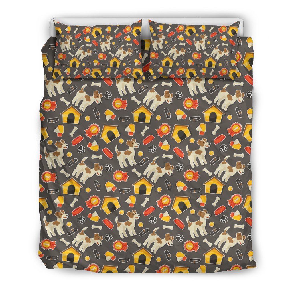 Jack Russell Dog Pattern Print Duvet Cover Bedding Set-grizzshop