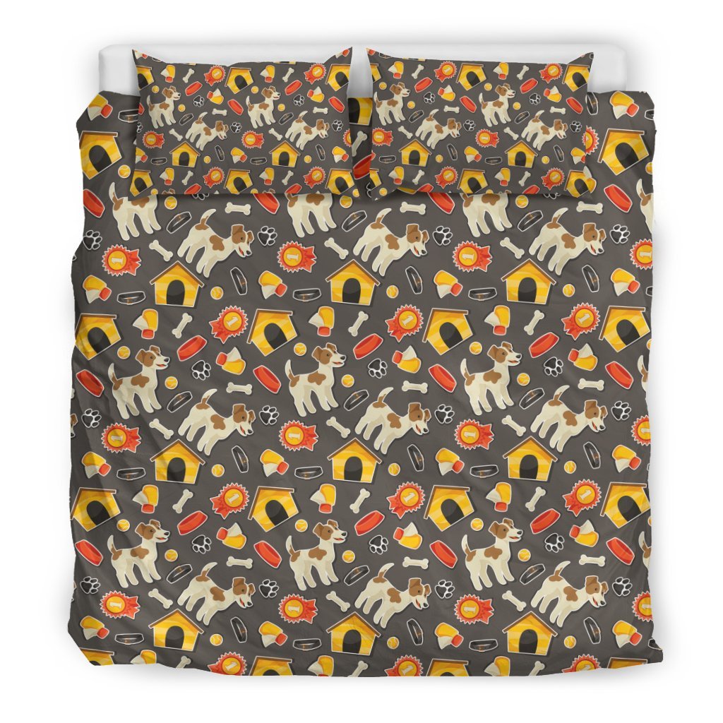 Jack Russell Dog Pattern Print Duvet Cover Bedding Set-grizzshop