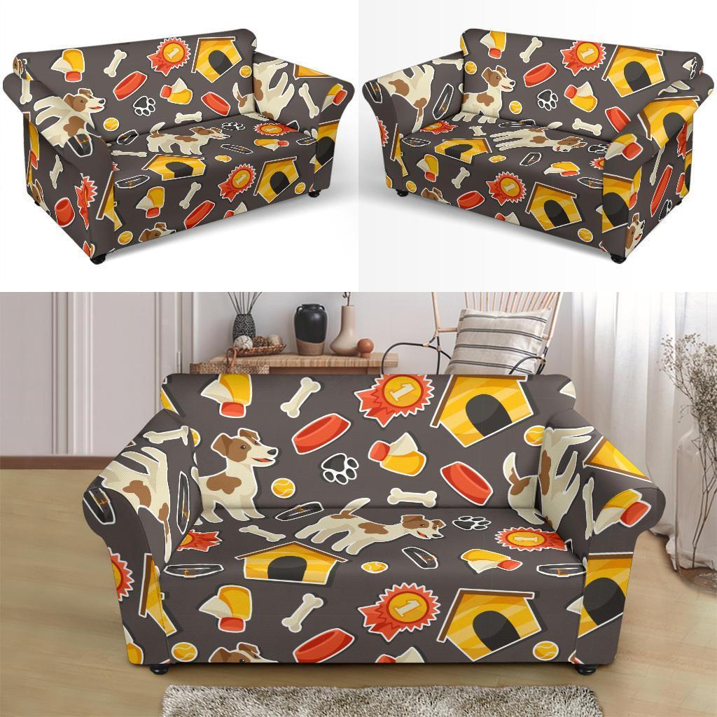 Jack Russell Dog Pattern Print Loveseat Cover-grizzshop