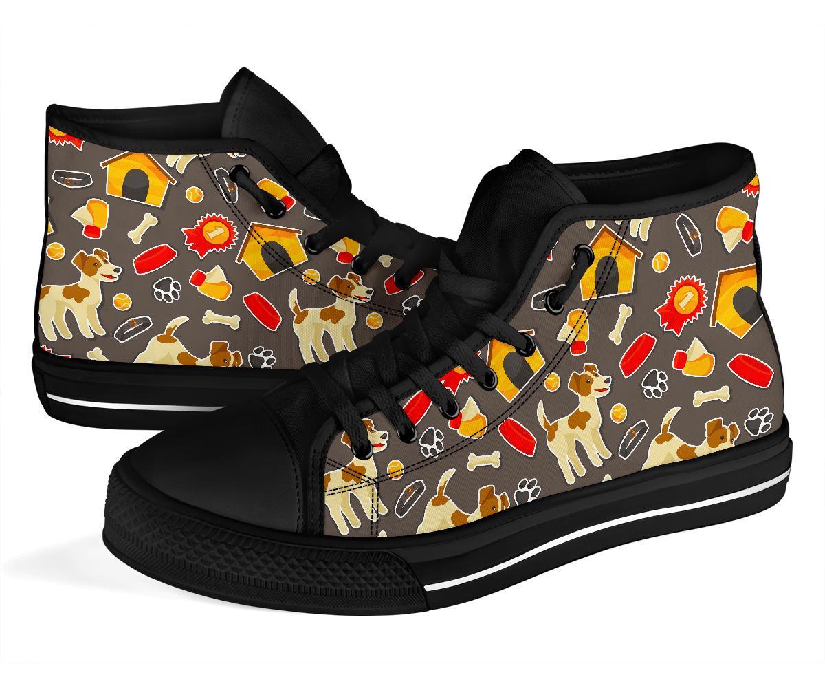 Jack Russell Dog Pattern Print Men Women's High Top Shoes-grizzshop