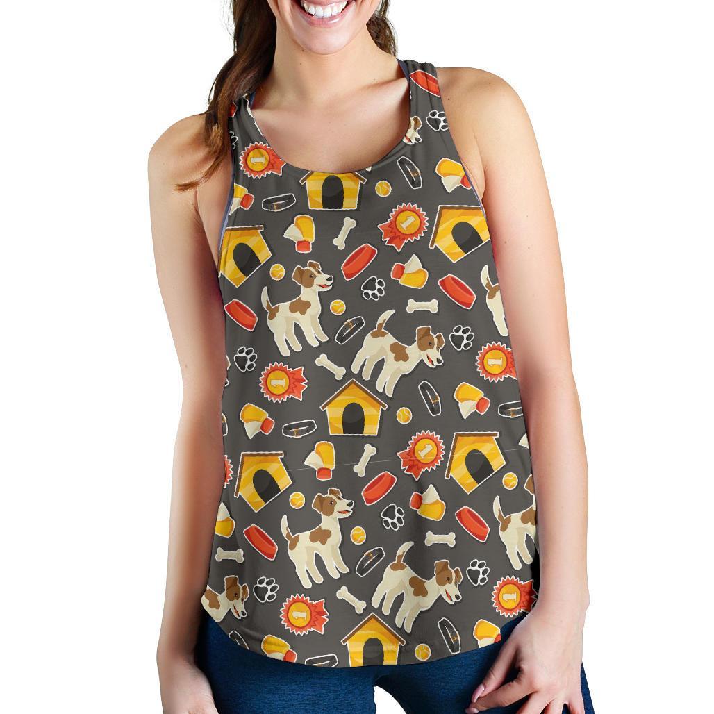 Jack Russell Dog Pattern Print Racerback Tank Tops-grizzshop