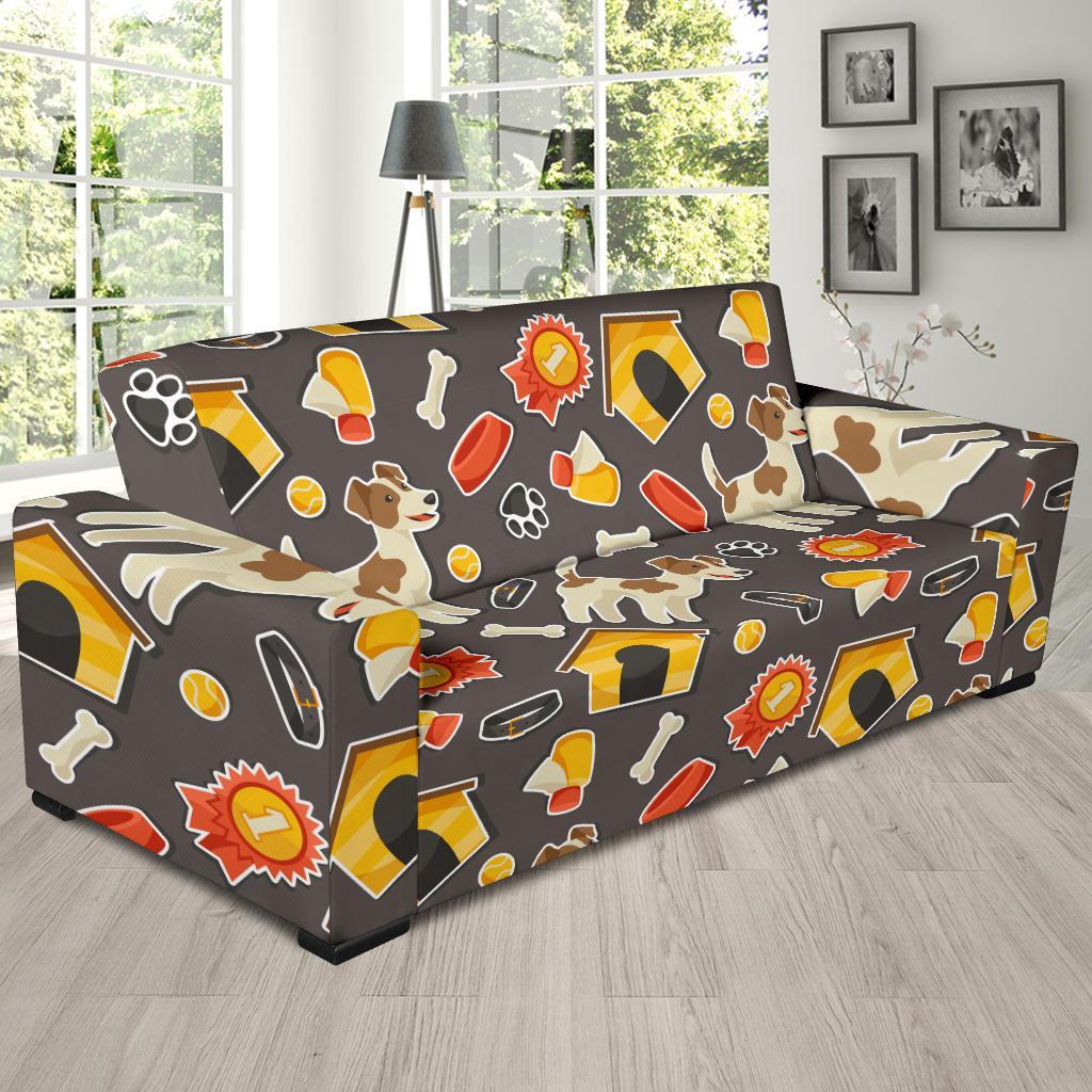 Jack Russell Dog Pattern Print Sofa Covers-grizzshop