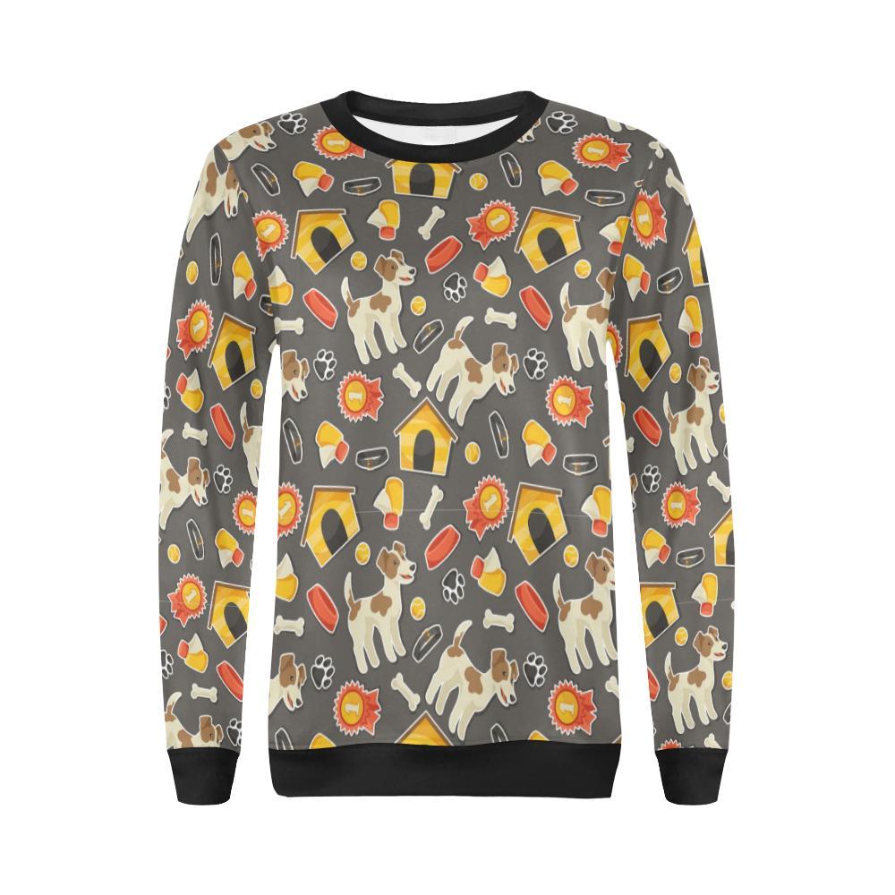 Jack Russell Dog Pattern Print Women Crewneck Sweatshirt-grizzshop