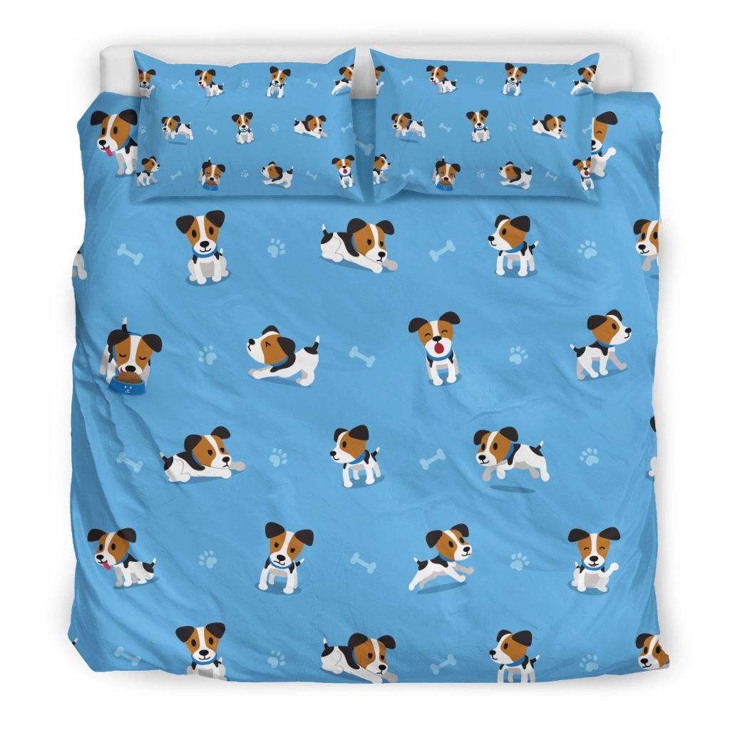 Jack Russell Dog Print Pattern Duvet Cover Bedding Set-grizzshop