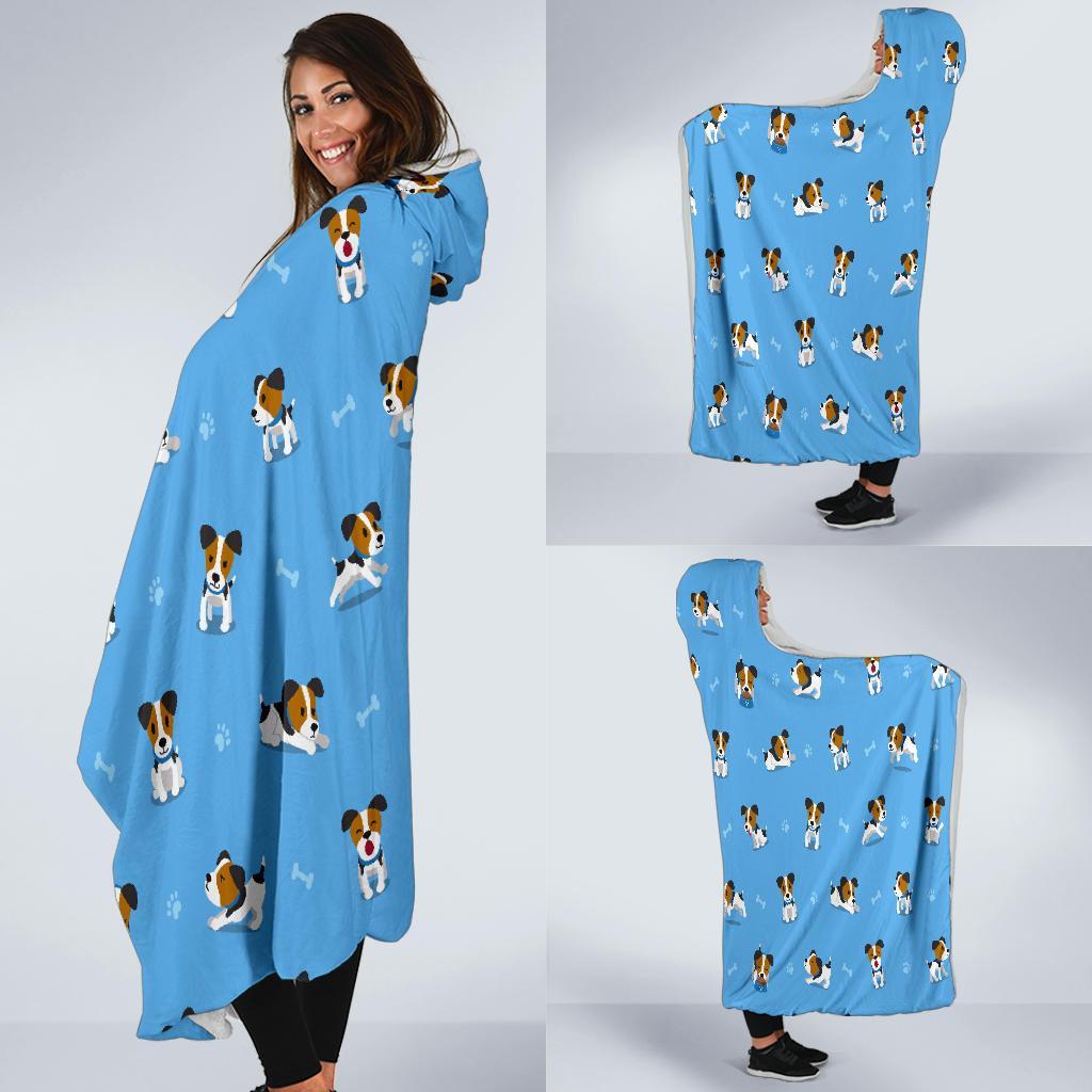 Jack Russell Dog Print Pattern Hooded Blanket-grizzshop