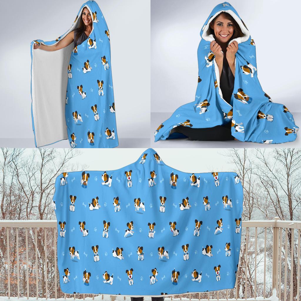 Jack Russell Dog Print Pattern Hooded Blanket-grizzshop