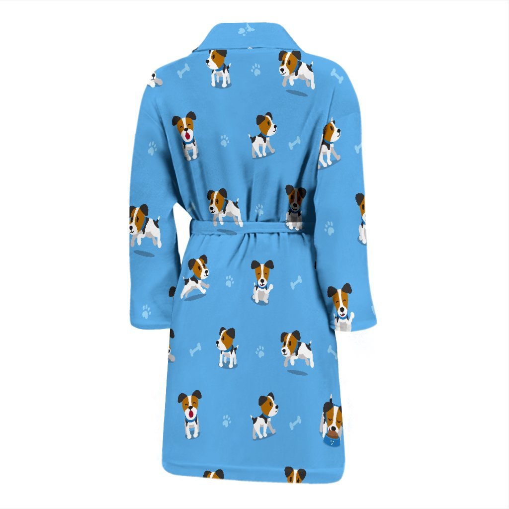 Jack Russell Dog Print Pattern Men Long Robe-grizzshop