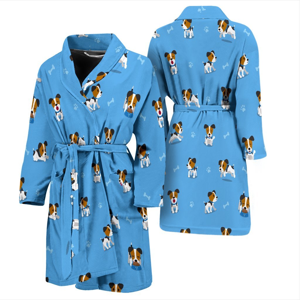 Jack Russell Dog Print Pattern Men Long Robe-grizzshop