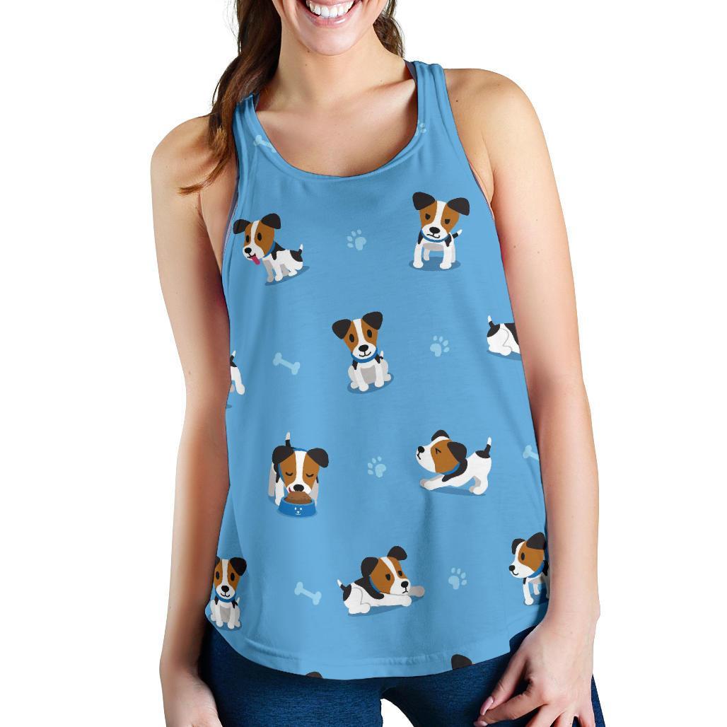 Jack Russell Dog Print Pattern Racerback Tank Tops-grizzshop
