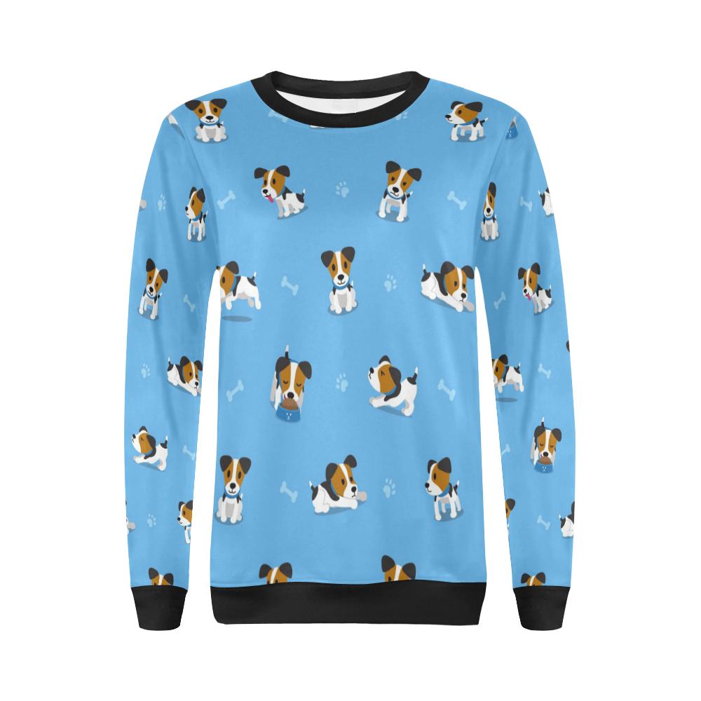 Jack Russell Dog Print Pattern Women Crewneck Sweatshirt-grizzshop