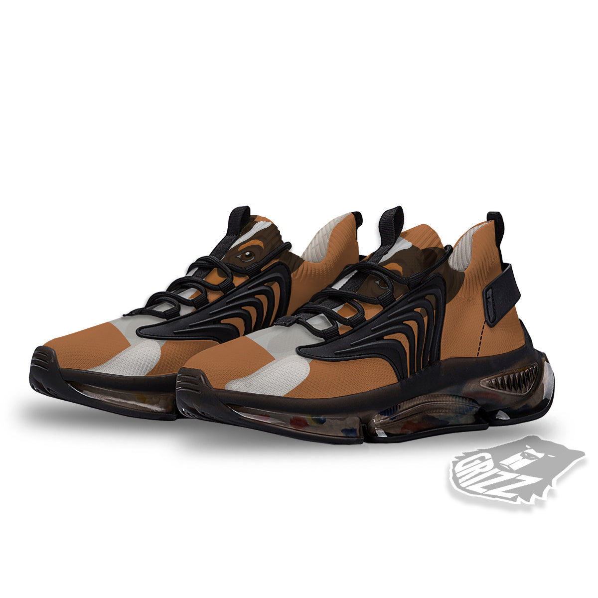 Jack Russell Terrier Cartoon Print Black Gym Shoes-grizzshop