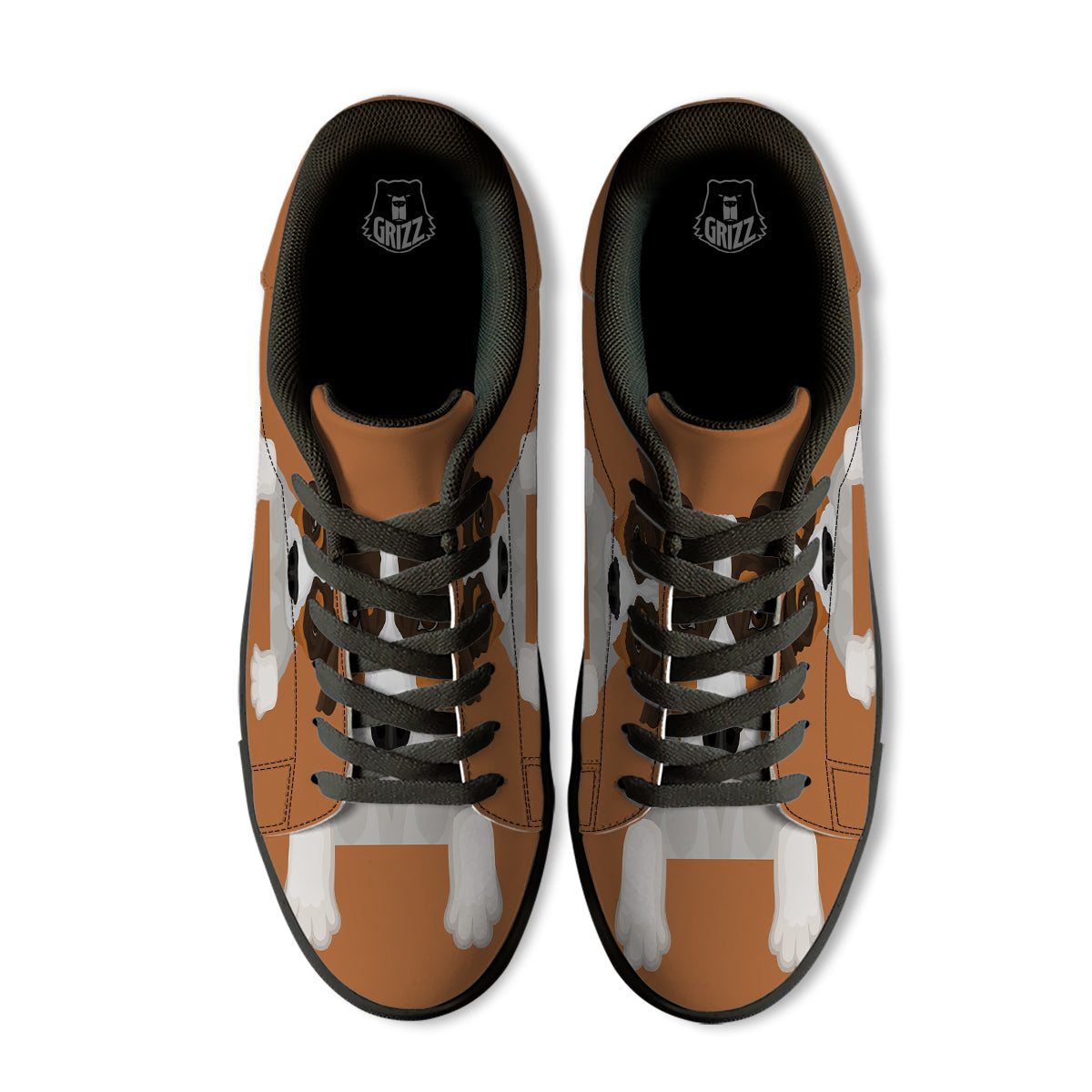 Jack Russell Terrier Cartoon Print Black Low Top Sneakers-grizzshop