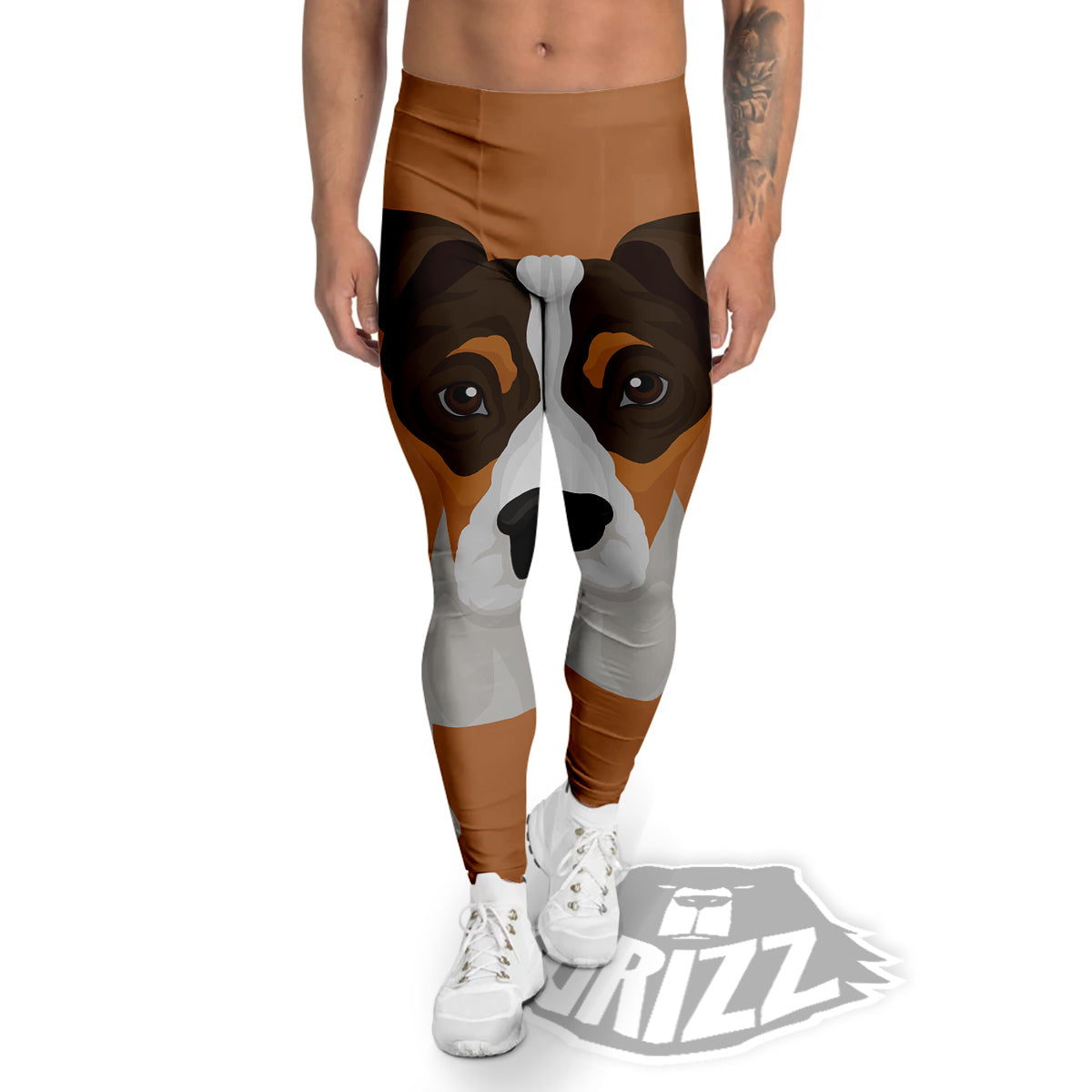 Jack Russell Terrier Cartoon Print Men's Leggings-grizzshop