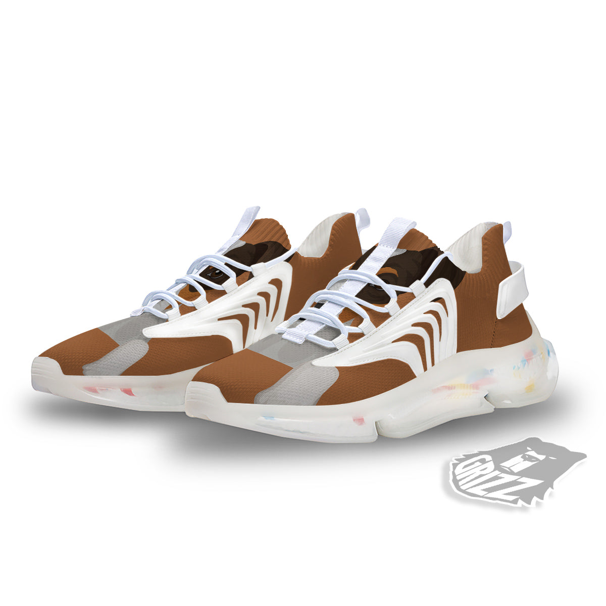 Jack Russell Terrier Cartoon Print White Gym Shoes-grizzshop