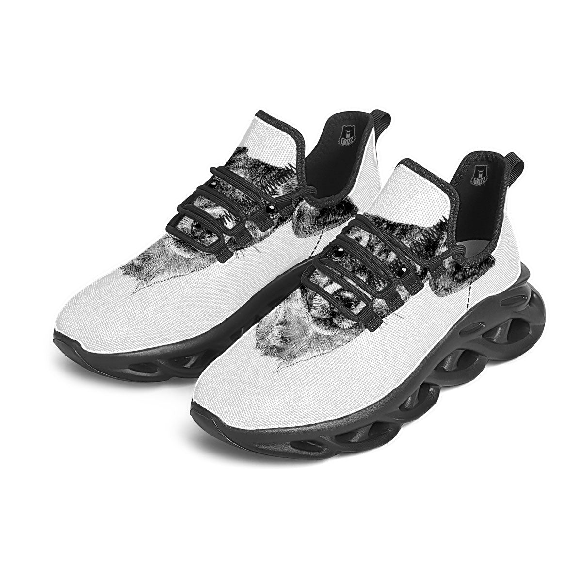 Jack Russell Terrier Drawing Print Black Running Shoes-grizzshop