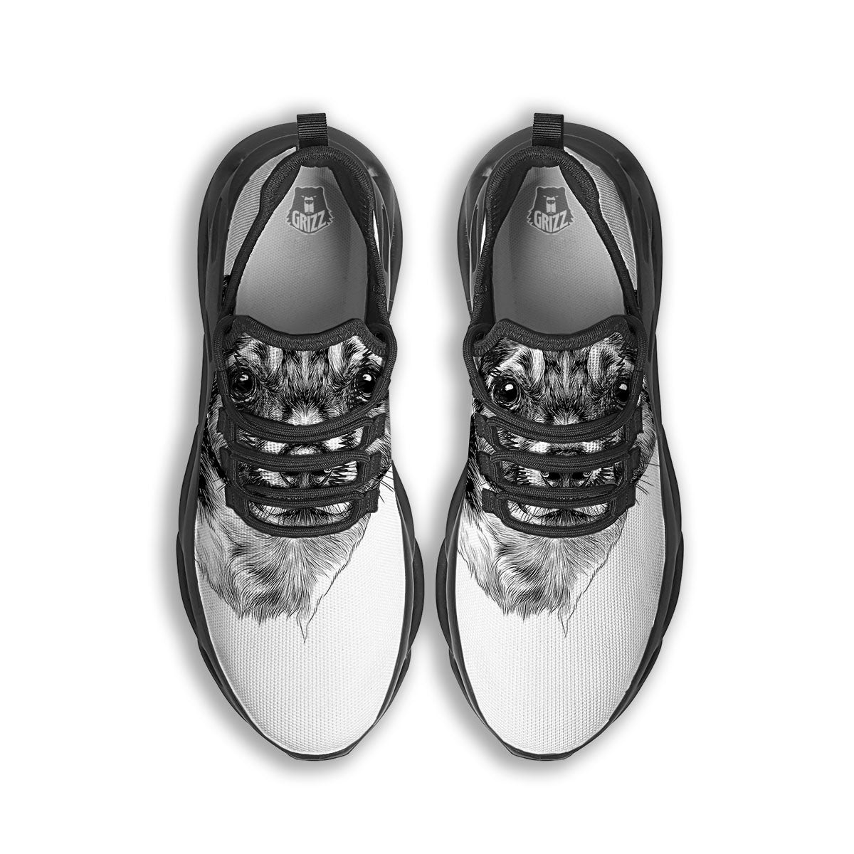 Jack Russell Terrier Drawing Print Black Running Shoes-grizzshop
