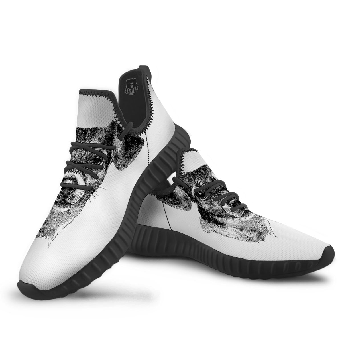 Jack Russell Terrier Drawing Print Black Walking Shoes-grizzshop