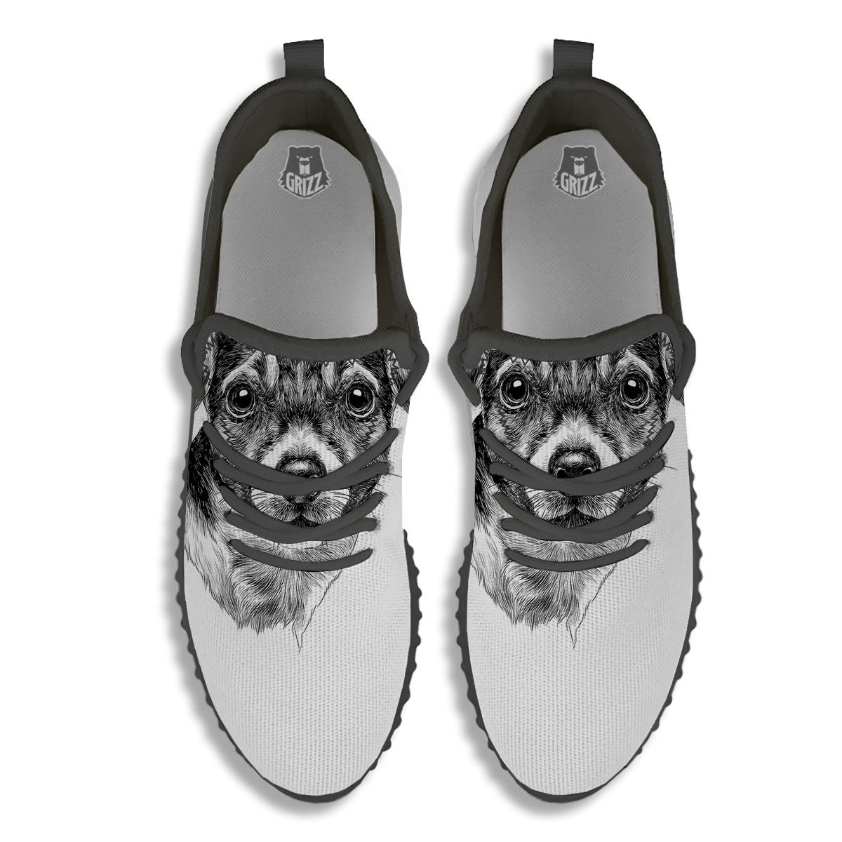 Jack Russell Terrier Drawing Print Black Walking Shoes-grizzshop